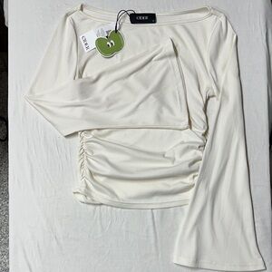 Cider Cream Long Sleeve Ruched Side Top